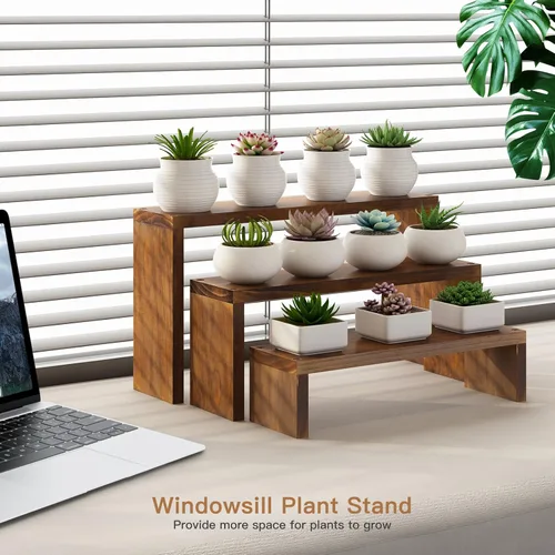 Miniatura 2 de Soporte para plantas con estante para escritorio, alféizar de ventana, encimera, soporte para suculentas, estante de escritorio de 3 niveles