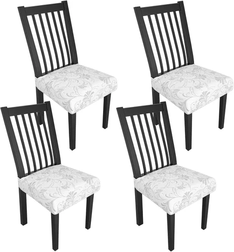 Miniatura 146 de Juego de 4 fundas elásticas para sillas de comedor, fundas para sillas de comedor con estampado floral, fundas para asientos de sillas con estampado