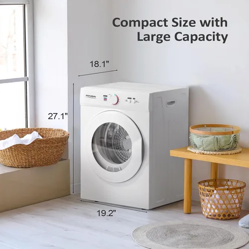 Miniatura 6 de ROVSUN Secadora de ropa portátil de 1.8 pies cúbicos, máquina secadora de carga frontal, secadora de ropa compacta con tambor de acero inoxidable