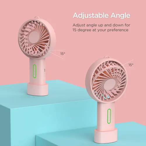 Miniatura 2 de IPOW Mini ventilador de mano portátil personal de 3 velocidades ángulo ajustable base extraíble cordón de recarga USB funciona con pilas, ventilador