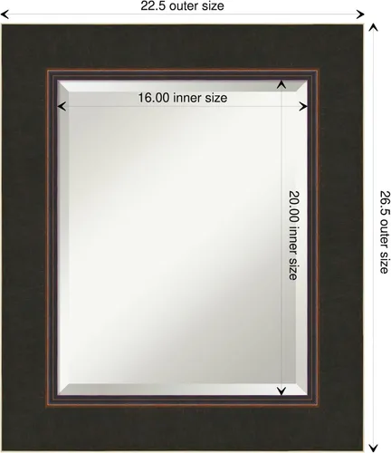 Miniatura 4 de Amanti Art Espejo de baño de bronce para sobre fregadero, espejo rectangular de bronce milano de 27 x 23 pulgadas, marco de madera pequeño casual