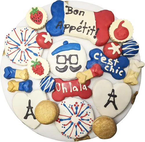 Miniatura 12 de Bonne et Filou - Bocadillos navideños para perros, caja de regalo gourmet de lujo, 18 macarrones diseñados a mano, trufas y galletas de hueso