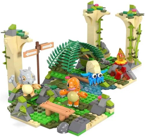 Miniatura 4 de MEGA - Figura de acción de Pokémon, juguete de construcción, ruinas de la selva con 464 piezas, movimiento y 3 personajes, Cubone Charmander