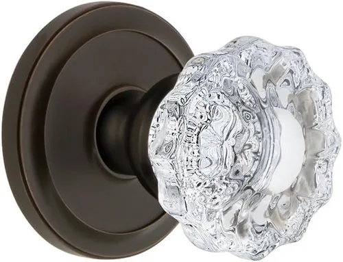 Miniatura 2 de Grandeur 820383 Roseta circular de privacidad con perilla de cristal Versalles en níquel pulido, 2.75