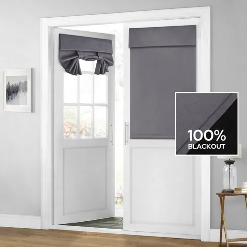 Miniatura 60 de HOMEIDEAS Cortinas 100% Opacas para Luces Laterales de Puerta Principal, Cubierta de Ventana de Puerta de Aula, Persianas de Privacidad
