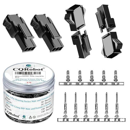 Miniatura 86 de CQRobot JST EL 4.5 mm de paso 2 pines conector electrónico IC macho, enchufes hembra carcasa y kit de terminales de crimpado en T macho/hembra. 50