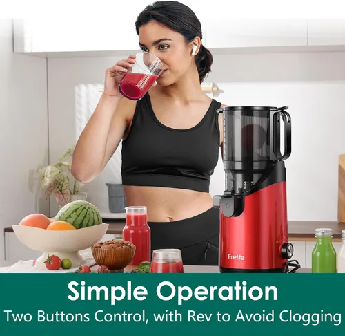 Miniatura 3 de Exprimidor de prensa en frío, exprimidor de masticación lenta con canal de alimentación extra grande de 5.3 pulgadas para frutas y verduras enteras