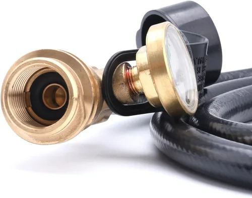 Miniatura 4 de GasSaf Manguera de Extensión de Tanque de Propano de 5 Pies con Medidor - Detector de Fugas Adecuado para Parrilla a Gas, Calentadores y Todos