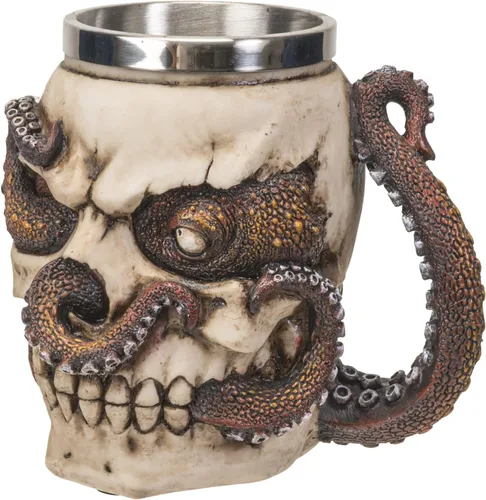 Miniatura 5 de SUMMIT COLLECTION Kraken - Taza de café con diseño de calavera, 16 onzas líquidas, con asas de tentáculo de pulpo de 5 pulgadas de alto