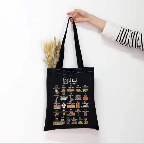Miniatura 6 de MNIGIU Utah Tote - Bolsa de hombro de regalo de boda del estado - Reutilizable, Bolso tote negro Utah, Grande
