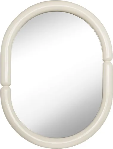 Miniatura 9 de Espejo de pared para colgar en la pared con forma de bagel contemporáneo, moderno y futurista, con color caramelo (32 x 23 pulgadas, blanco crema)