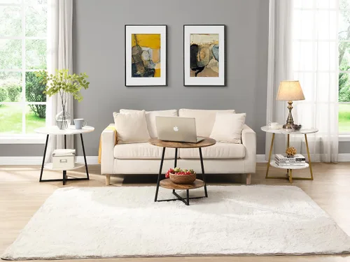 Miniatura 2 de D&H FURNIMMT Mesas auxiliares decorativas para sala de estar, mesa auxiliar pequeña de 22 pulgadas para espacios pequeños, mesita de noche redonda