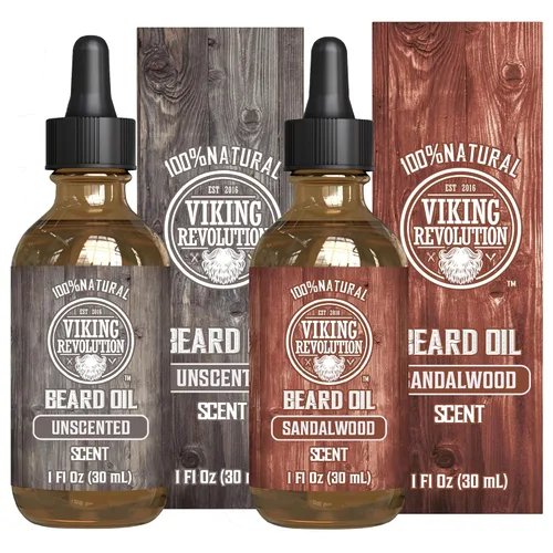 Miniatura 22 de Viking Revolution Aceite de barba de sándalo para hombres, aceite natural para barba con aceite de argán y aceite de jojoba, suavizante de barba