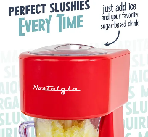 Miniatura 6 de Nostalgia Estación de Bebidas Congeladas Retro de 40 Onzas - Máquina de Granizado y Raspadora de Hielo con Mezcla Automática para Refrescos, Rojo