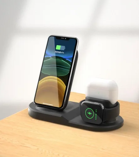 Estación de carga 3 en 1, cargador inalámbrico de 15 W para iPhone 17/16/8-15, Galaxy S6-S25, Apple Watch (solo Gen 1-8), para Lightning Air. Pods