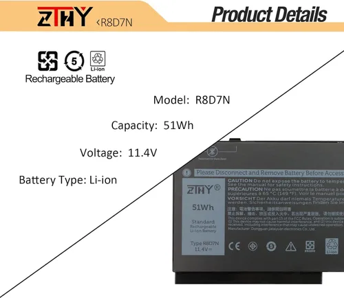 Miniatura 3 de R8D7N 1V1XF - Batería para laptop compatible con Dell Precision 3540 M3550 Latitude 5400 5410 5500 5510 Inspiron 7590/7591/7791 2 Series 2 en 1 P80F