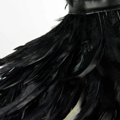 Miniatura 8 de Homelex, chal de pluma natural negro gótico con cuello de gargantilla