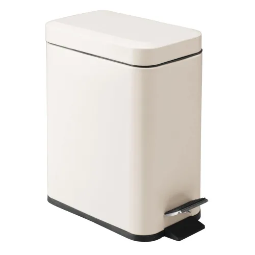 Miniatura 22 de mDesign Pequeño y moderno cubo de basura rectangular de metal con tapa y pedal de 1.3 galones, compacto, con cubo interior extraíble con asa