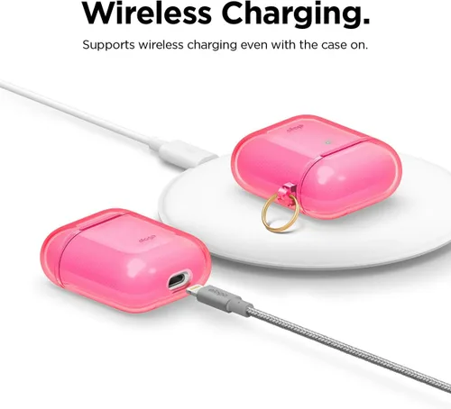 Miniatura 6 de Elago - Funda con llavero para audífonos AirPods 1 y 2 de Apple Rosado neón