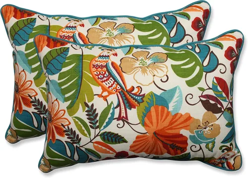 Miniatura 54 de Pillow Perfect - Cojines decorativos florales brillantes para interiores/exteriores, 2 unidades, lumbar - 11.5 x 18.5 pulgadas, verde/rojo Zoe