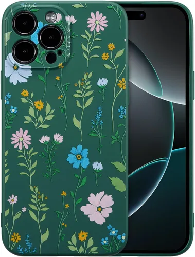 Miniatura 32 de RALEAVO Funda Floral para iPhone 12, Cubierta de Silicona Líquida con Bonito Patrón de Rama de Flores para Niñas y Mujeres, Funda Protectora de Goma