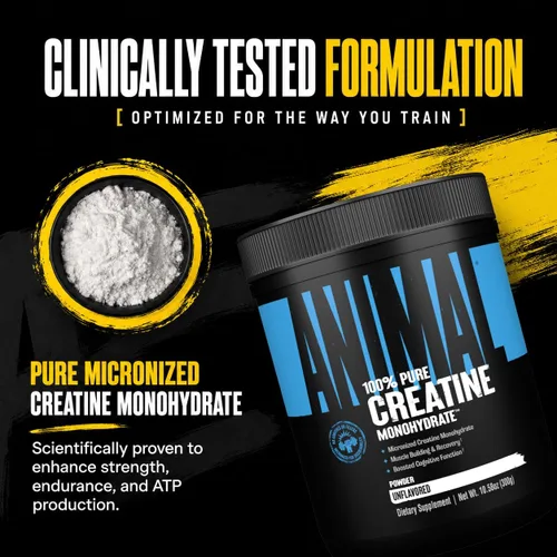 Miniatura 5 de Animal Monohidrato de creatina en polvo, creatina micronizada para mujeres y hombres, apoya el crecimiento muscular, la fuerza, la resistencia