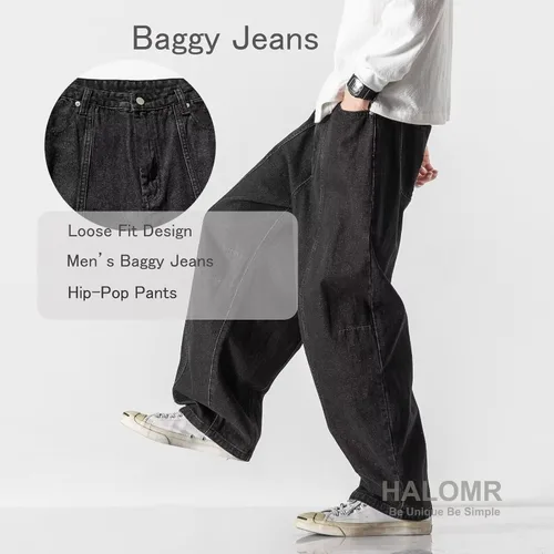Miniatura 2 de Pantalones vaqueros de carpintero de ajuste relajado para hombre, pantalones de mezclilla de algodón anchos y grandes Hip Hop