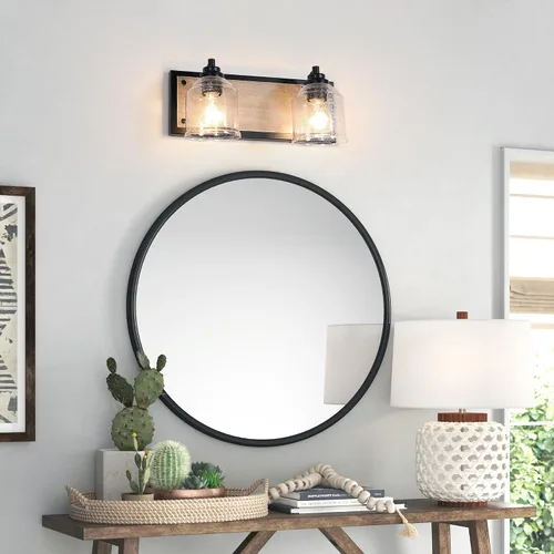 Miniatura 9 de Luces de tocador para baño grandes de 15.8 pulgadas, lámpara de tocador rústica de granja con pantallas de vidrio burbuja, accesorios de iluminación