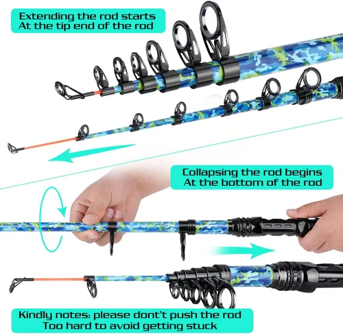 Miniatura 4 de Sougayilang Combos de caña de pescar y carrete con caña de pescar telescópica, carretes giratorios, bolsa de transporte de pesca para viajes, agua