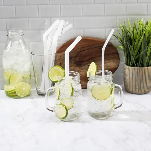 Miniatura 2 de Traytastic! Pajitas de silicona para beber, paquete de 8 de colores surtidos, (4) jumbo y (4) popotes de tamaño estándar + (2) cepillos de limpieza