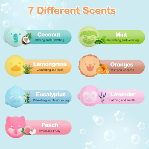 Miniatura 3 de SHUCHING 14 bombas de baño de animales coloridos para niños, bolas de baño de burbujas orgánicas para niños pequeños, juego de regalos de cumpleaños