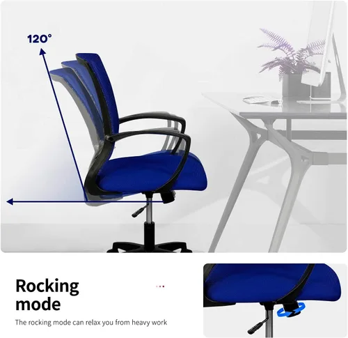 Miniatura 4 de Silla ergonómica de escritorio, silla de oficina, silla de computadora de malla, respaldo medio, giratoria, ajustable, con soporte lumbar