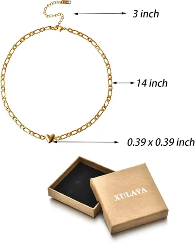 Miniatura 6 de FYXOTI Gargantilla de corazón de oro para mujer, collar chapado en oro grueso de 18 quilates, collar de acero inoxidable con forma de corazón