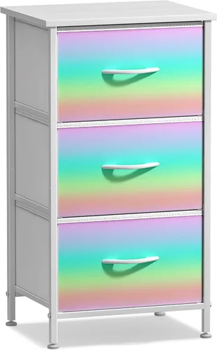 Miniatura 7 de Sorbus Mesita de noche con 3 cajones, mueble de noche y mesa auxiliar para el hogar, accesorios de dormitorio, oficina, dormitorio universitario