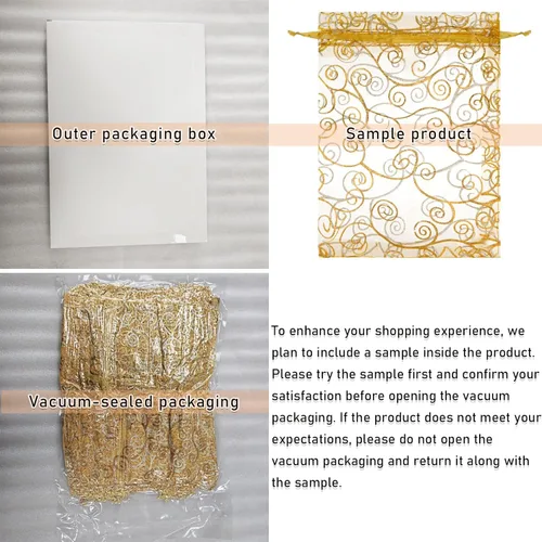 Miniatura 3 de Bolsas de regalo de organza Staruby 100 unidades, bolsas de organza transparente dorada de 5 x 7 pulgadas, bolsas de favores con cordón, bolsas