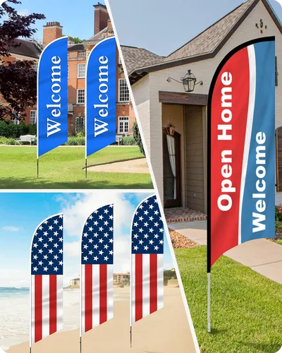 Miniatura 6 de Banderas publicitarias personalizadas con plumas para negocios al aire libre, pancartas y letreros personalizados (solo bandera) para exteriores