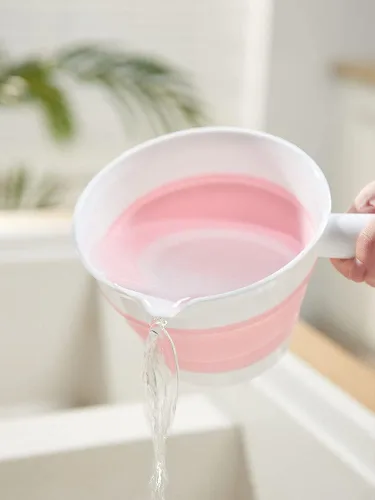 Miniatura 4 de Cucharón de agua, cuchara de baño plegable, cuchara de agua de plástico para viajes, tabo, utilizado en cocina, jardín, baño (gris)