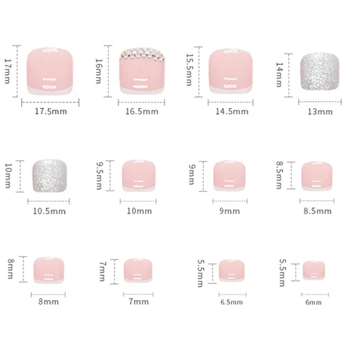 Miniatura 3 de Uñas postizas acrílicas artificiales negras para los dedos de los pies, ataúd a presión con diseños de flores blancas, uñas postizas reutilizables