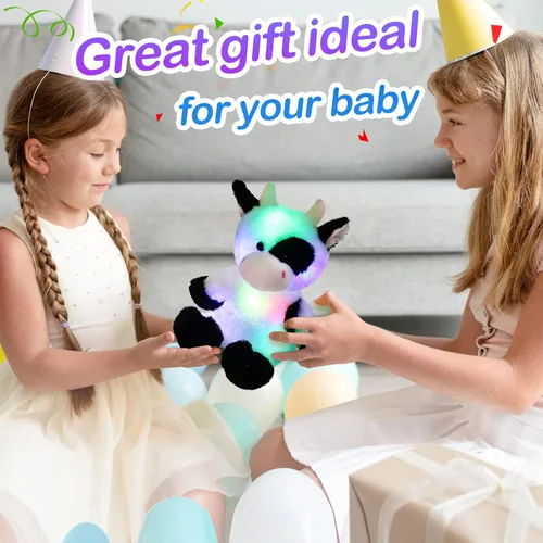 Miniatura 5 de Glow Guards - Vaca de peluche con iluminación, adorable, brillante, suave, con luces ledes nocturnas, para cumpleaños, Navidad y Día del Niño