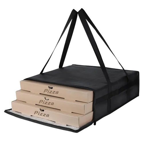 Miniatura 18 de Paquete de 1 bolsa aislada para entrega de alimentos con parte inferior dura, calentadores de alimentos comerciales XXXL para conductores de Negro