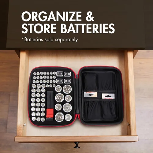 Miniatura 2 de Tenergy Estuche Organizador de Almacenamiento de Baterías con Probador de Baterías, Contiene 60 Baterías AA AAA C D 9V (Baterías no Incluidas)