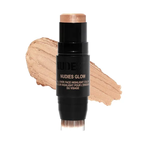 Miniatura 10 de Nudestix Nudies Glow - Resaltador en crema multiusos para mejillas, ojos y cuerpo con cepillo integrado, acabado radiante, maquillaje limpio, vegano