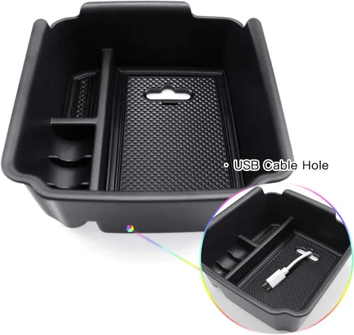 Miniatura 7 de SKTU Organizador de consola central compatible con Tiguan Allspace LWB 2018-2020, inserción de accesorios ABS negro, bandeja de materiales negros