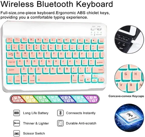 Miniatura 5 de Funda de teclado retroiluminada para Galaxy Tab A8 de 10.5 pulgadas modelo 2022 (SM-X200/X205/X207), cubierta delgada y ligera con teclado
