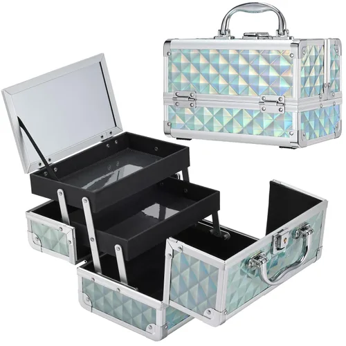 Miniatura 9 de Estuche de Tren de Maquillaje FRENESSA Caja de Maquillaje Organizador Portátil Estuche de Cosméticos para Viaje Estuche de Maquillaje con Espejo