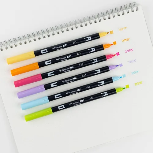 Miniatura 5 de Tombow 56240 Marcadores artísticos de doble pincel, sorbete Yay, paquete de 6. Marcadores mezclables, con pincel y punta fina