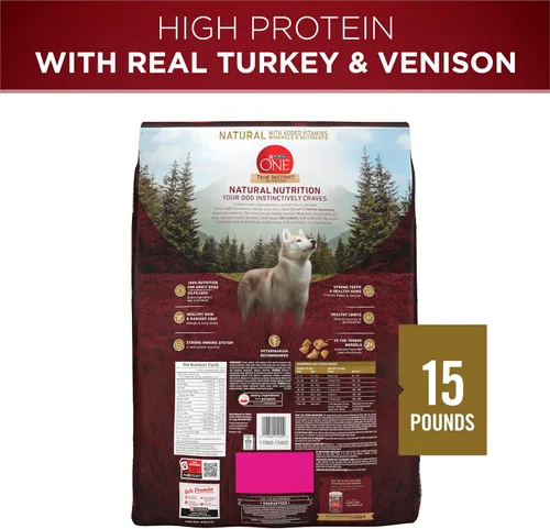 Miniatura 11 de Purina ONE True Instinct con una mezcla de pavo auténtico y venado, alimento para perros seco - Bolsa de 15 lb