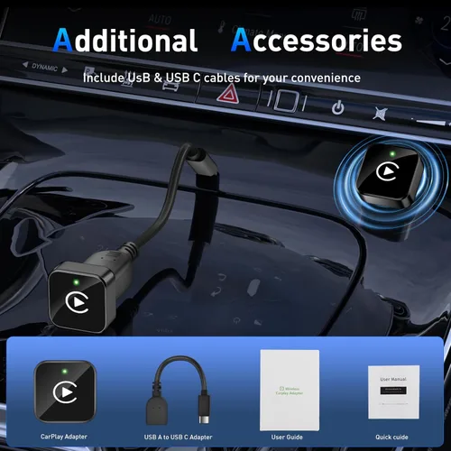 Miniatura 7 de iGENJUN Adaptador inalámbrico CarPlay 2026 actualizado Mini diseño, USB/USB-C Plug & Play convierte CarPlay a inalámbrico - Fácil de usar conexión