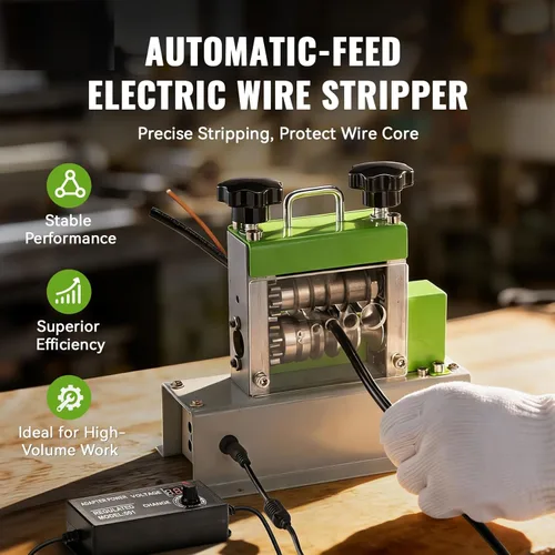 Miniatura 4 de Electric & Manual Wire Stripping Machine, 0.06"-0.67" Cable Stripper with 6 Channels 5 Blades, 35W All-Copper Motor Drill Powered Hand Crank Tool