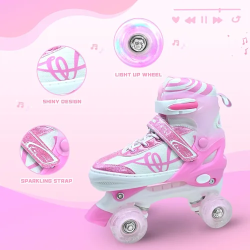 Miniatura 3 de Patines de ruedas para niños, patines ajustables para jóvenes y adolescentes de 5 a 8 años, 8 a 12 y 12 a 14 años, con ruedas iluminadas, patines